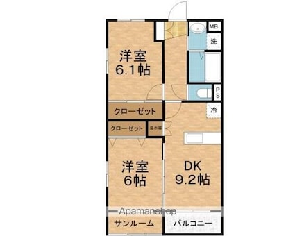Ｃｕｏｒｅ[2DK/56.02m2]の間取図