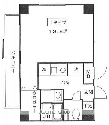 広島県広島市中区富士見町[1K/38.66m2]の間取図