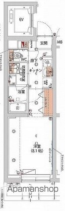 ハーモニーレジデンス新宿　ＴＨＥ　ＮＯＲＴＨ[1K/25.76m2]の間取図