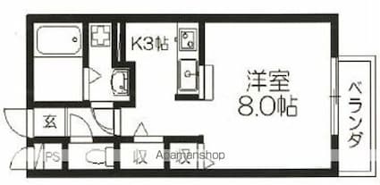 エバーグリーンコート山中[1R/30.39m2]の間取図