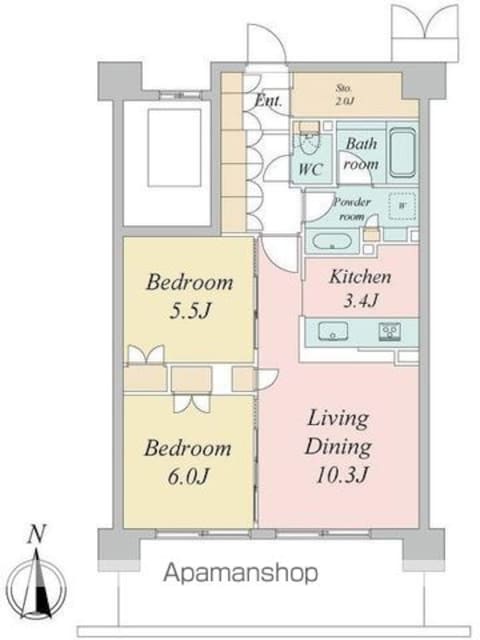 トラープランド蒼麗館[2LDK/60.63m2]の間取図