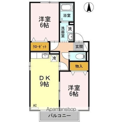 エポカル　Ａ棟Ｂ棟　Ｂ棟[2DK/50.38m2]の間取図