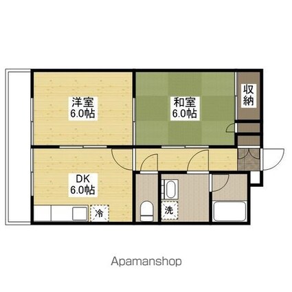 ハイグレース山口[2DK/44.71m2]の間取図