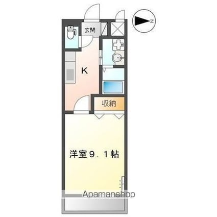 香川県高松市下田井町[1K/31.02m2]の間取図