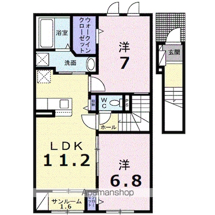 オ　シャン[2LDK/62.28m2]の間取図