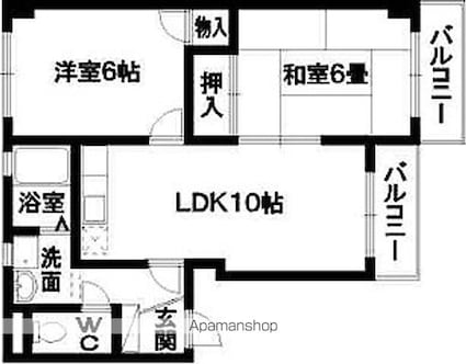 ハーベスト園部[2LDK/47.02m2]の間取図