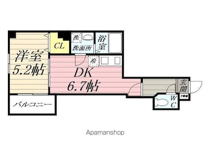 ガーデンコート稲毛[1DK/28.72m2]の間取図