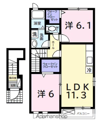 ブリアンジュネス[2LDK/57.57m2]の間取図