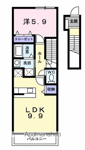来夢1番館 Bの間取り写真