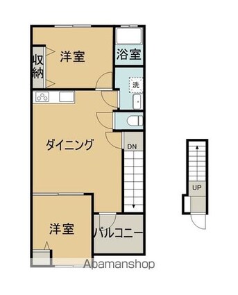 Ｃａｌｍ上吉田　Ｂ棟[2LDK/49.52m2]の間取図