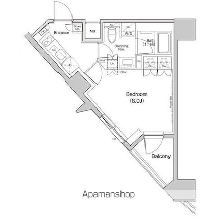 ザ・パークハビオ中野富士見町ガーデン[1K/26.83m2]の間取図