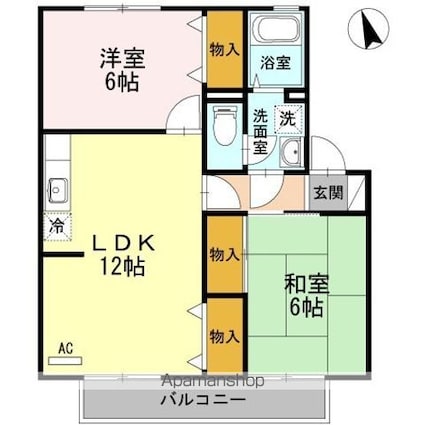 ブレスガーデン　Ⅱ棟[2LDK/55.44m2]の間取図