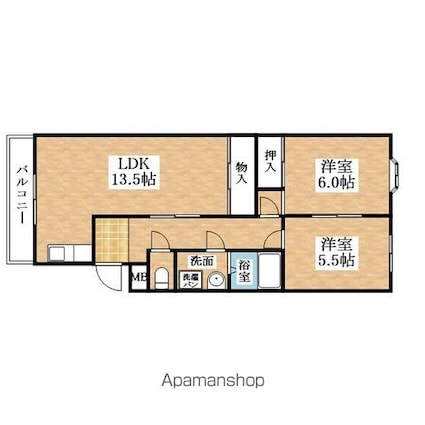 愛知県小牧市小木南３丁目[2LDK/54.72m2]の間取図