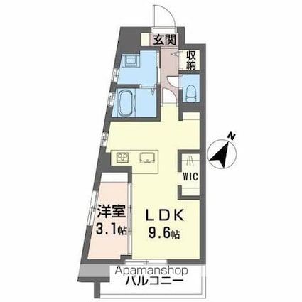 シティーコート上幟町[1LDK/40.03m2]の間取図