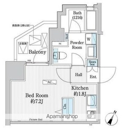 グランハイツ曙橋[1K/26.21m2]の間取図