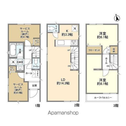 東海道本線 藤沢駅 徒歩13分 3階建 築3年の間取り写真