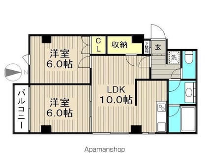 江上ビル[2LDK/53.04m2]の間取図