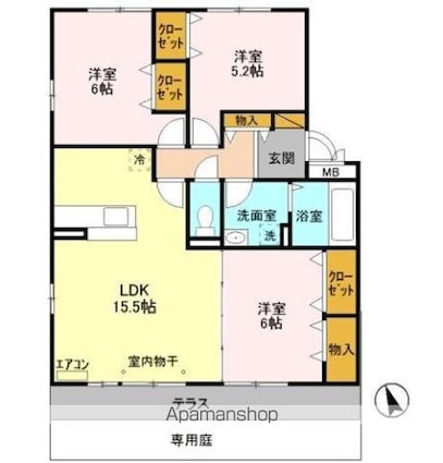 リビングタウン稲毛の杜　Ａ[3LDK/76.7m2]の間取図