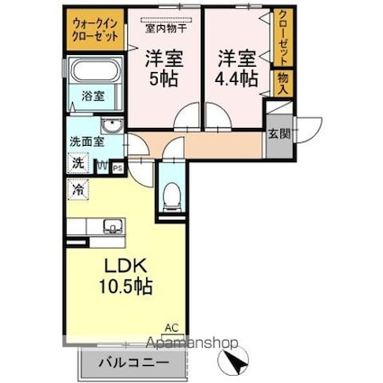 ゴールドウイング　Ｂ棟[2LDK/51.68m2]の間取図