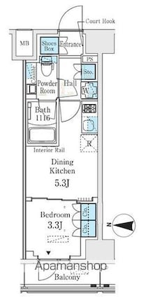 ベルファース錦糸町Ｓｏｕｔｈ[1DK/25.12m2]の間取図