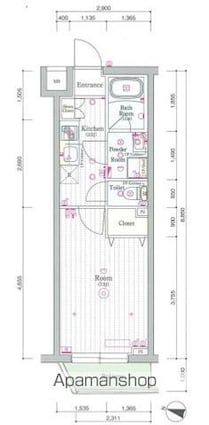 スカイコート世田谷代田橋[1K/25.66m2]の間取図