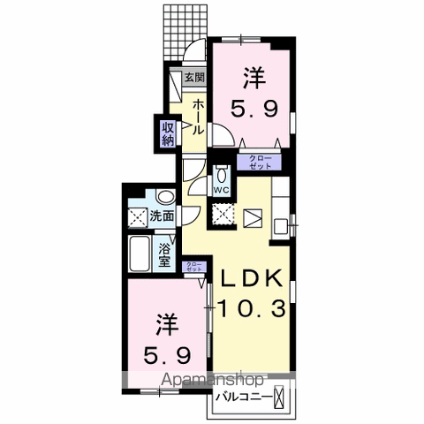コンフォーティア鮎喰 101 ｜ 徳島県徳島市鮎喰町１丁目119-1（賃貸アパート2LDK・1階・53.22㎡） その2