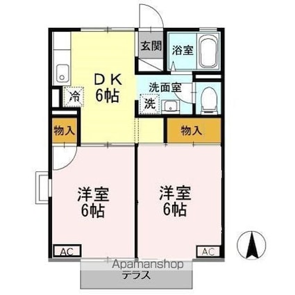 ファミール三鷹[2DK/40.07m2]の間取図