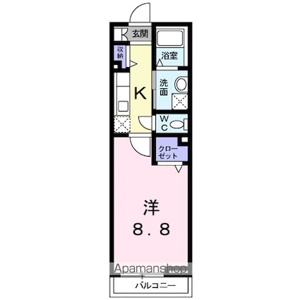 プランドール[1K/28.47m2]の間取図