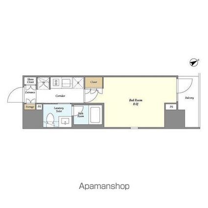ジオエント門前仲町[1K/25.02m2]の間取図