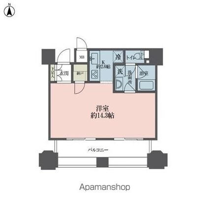 ルネ新宿御苑タワー[1R/37.17m2]の間取図