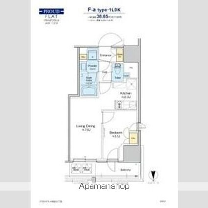 プラウドフラット四谷三丁目[1LDK/38.65m2]の間取図