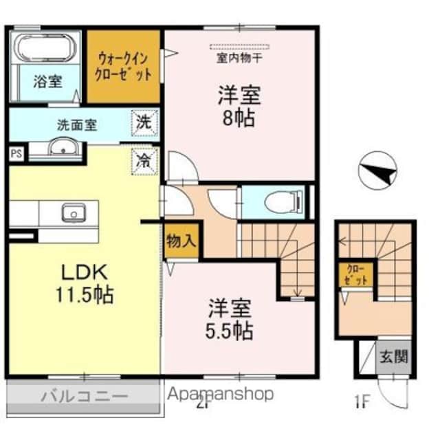 和歌山県和歌山市栄谷[2LDK/66.31m2]の間取図