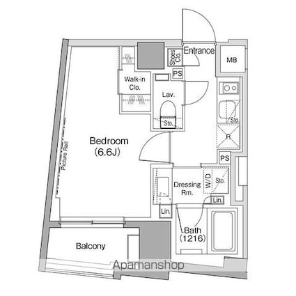 ザ・パークハビオ新高円寺[1K/25.23m2]の間取図