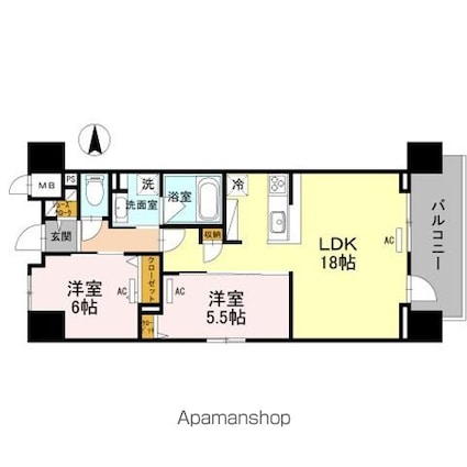 Ｆｏｒｔｕｎａ　ｙｕｈｉｇａｏｋａ[2LDK/63.19m2]の間取図