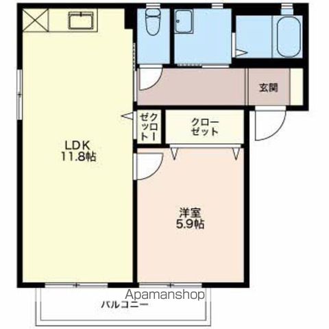 メゾンフィオーレ[2K/42.8m2]の間取図