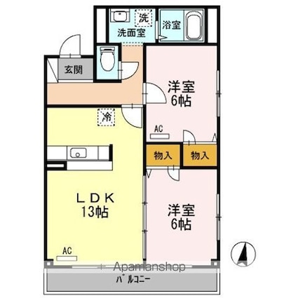 クレールはな[2LDK/56.31m2]の間取図