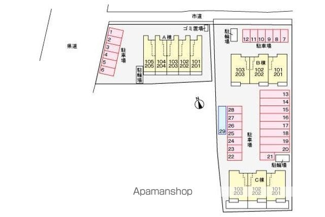 香川県高松市鶴市町[1R/32.94m2]の配置図