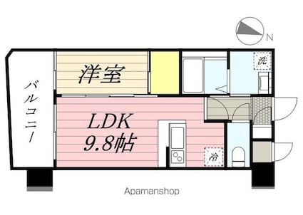 ネストピア東比恵駅前[1DK/34.86m2]の間取図