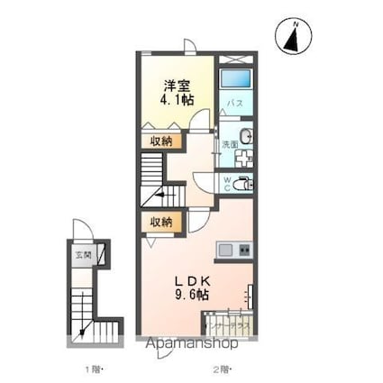 ファミール森合[1LDK/42.82m2]の間取図
