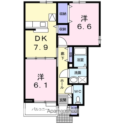 サイドバイサイドＢ[2DK/50.07m2]の間取図