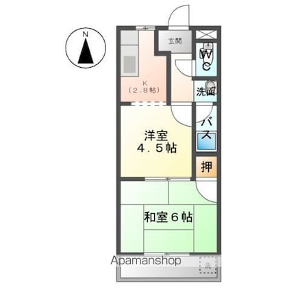 岐阜県岐阜市旦島中１丁目[2K/29.7m2]の間取図
