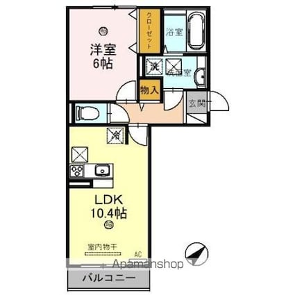 ティーガーデンレジデンス[1LDK/42.62m2]の間取図