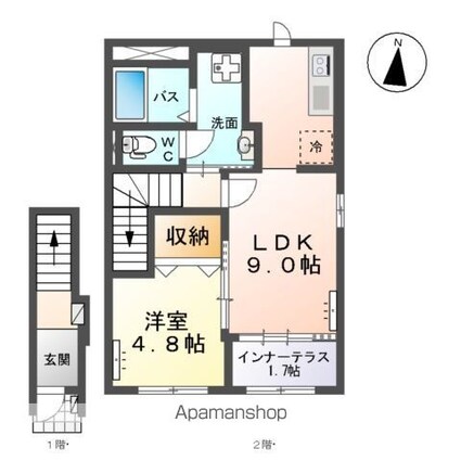 イーストコーポⅡ[1LDK/42.23m2]の間取図