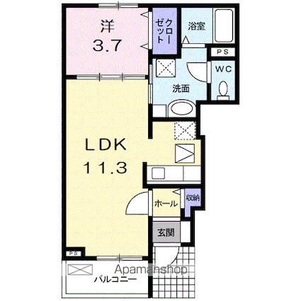 ラウレア彦根Ⅰ[1LDK/37.13m2]の間取図