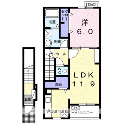 サンレジデンス　Ⅰ[1LDK/48.65m2]の間取図