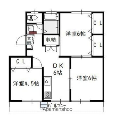 横山マンション[3DK/51.34m2]の間取図