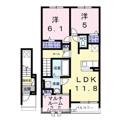ウィステリアタウンＧ[2LDK/62.11m2]の間取図