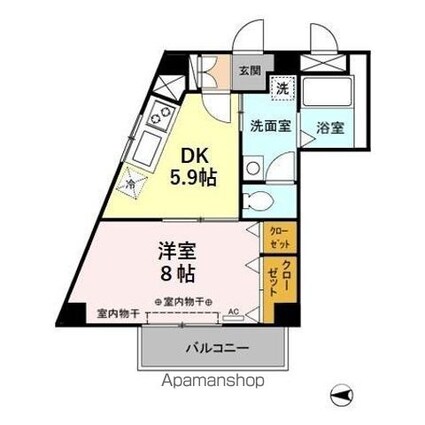 リヴィエールⅠ[1DK/36.78m2]の間取図