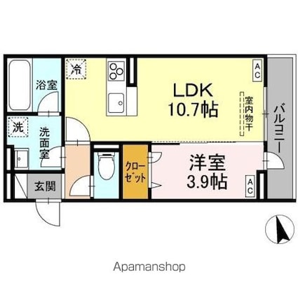 Ｄーｒｅｓｉｄｅｎｃｅ引野[1LDK/37.72m2]の間取図