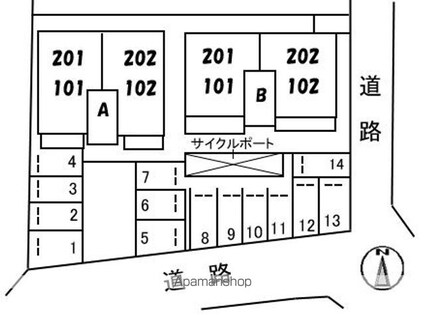 クレセオ森　Ｂ棟[2LDK/54.07m2]の配置図